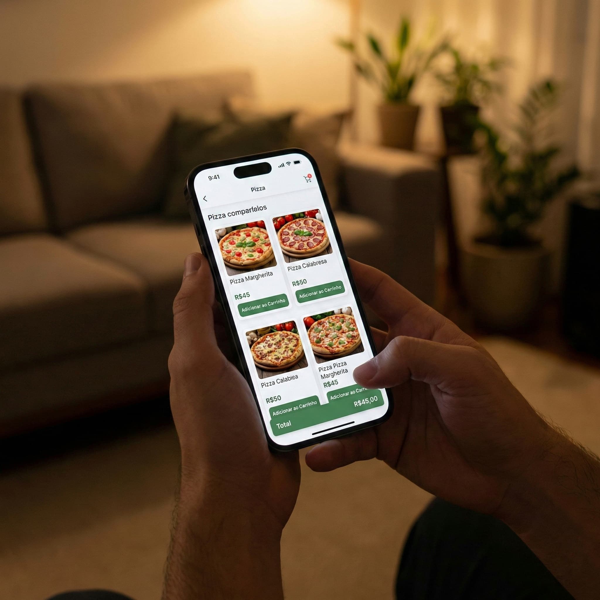 Cliente acessando cardápio digital no celular